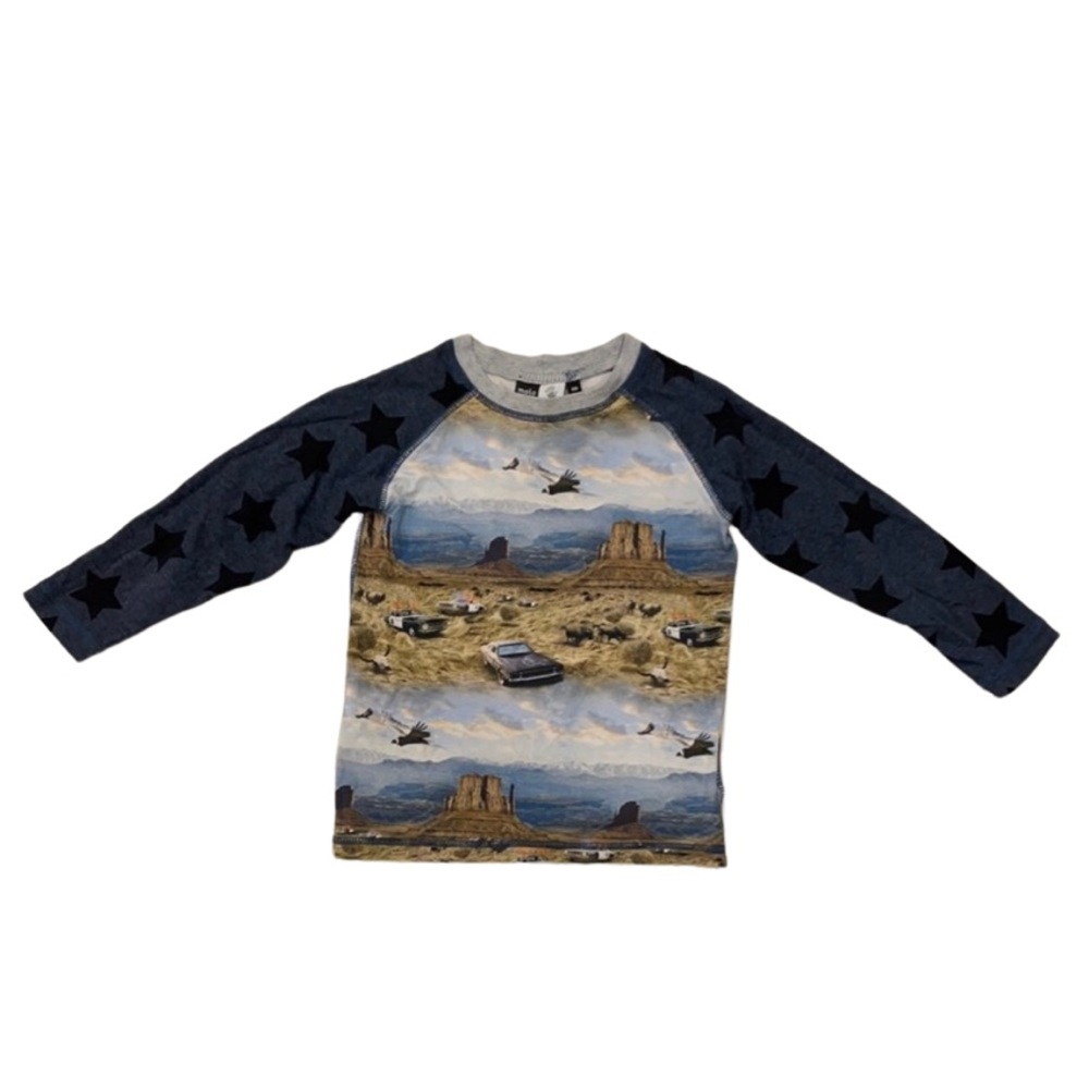 Molo boys size 3 long sleeve tee desert scene